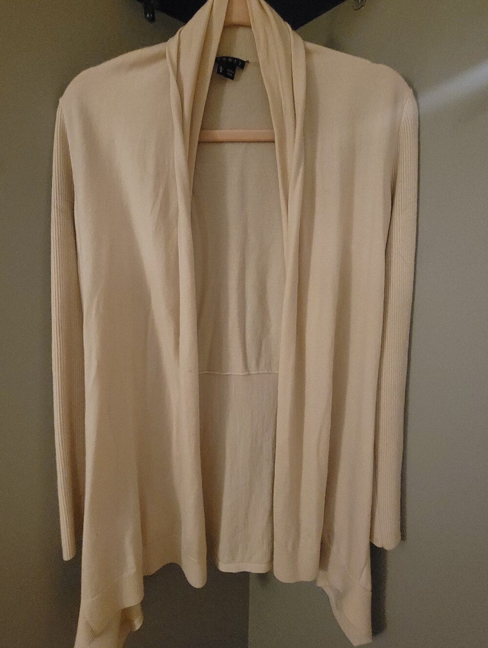 Theory Cream Draped Open-Front Cardigan